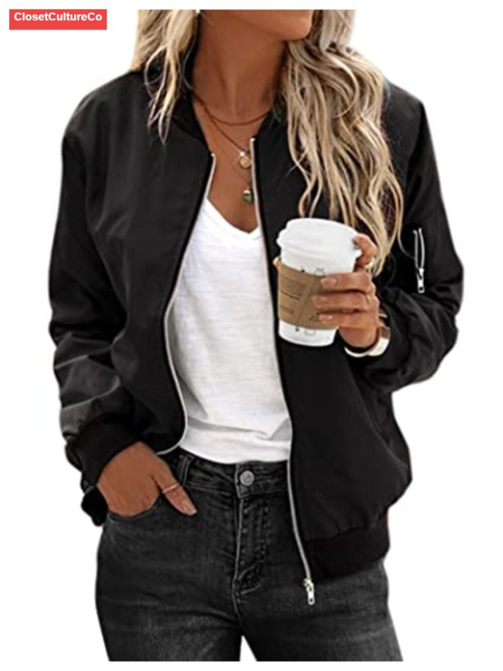 Zeagoo Women's Quilted Lightweight Bomber Jacket Zip Up Casual Coat with Pockets